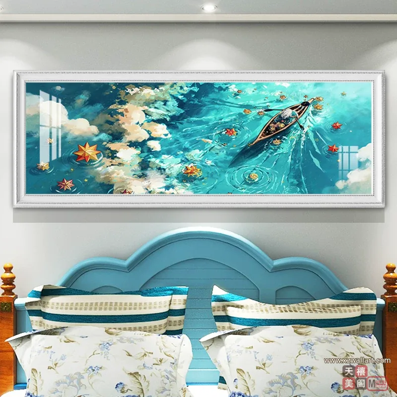 抽象 单幅 装饰画 轻奢风 卧室背景墙挂画 晶瓷画