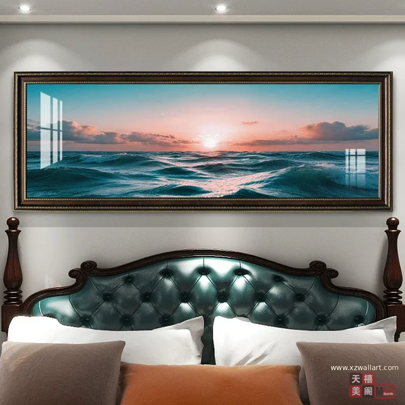抽象 单幅 装饰画 轻奢风 卧室背景墙挂画 晶瓷画
