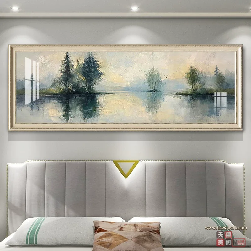 抽象 单幅 装饰画 美式 卧室背景墙挂画 晶瓷画