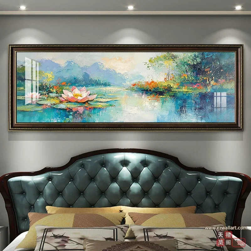 抽象 单幅 装饰画 美式 卧室背景墙挂画 晶瓷画