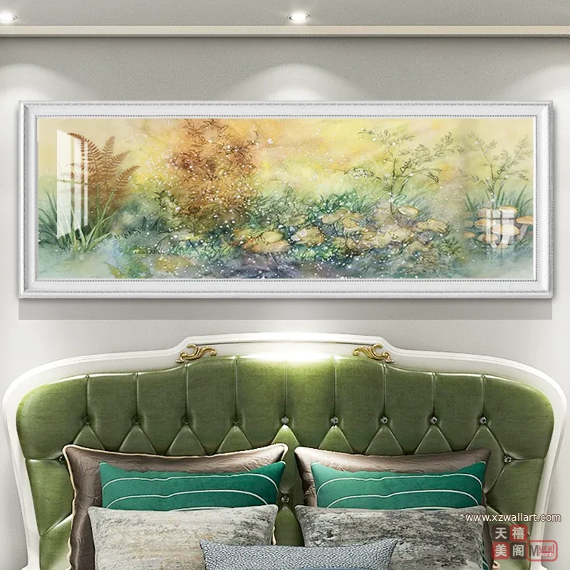 抽象 单幅 装饰画 美式 卧室背景墙挂画 晶瓷画
