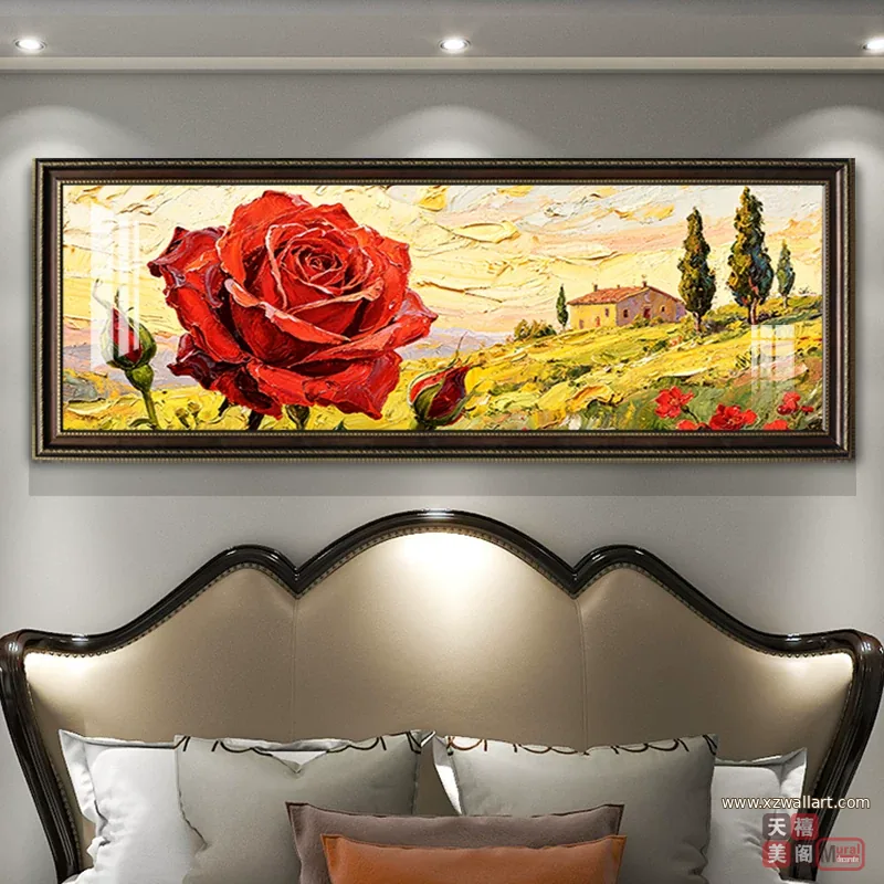 抽象 单幅 装饰画 奶油风 卧室背景墙挂画 晶瓷画