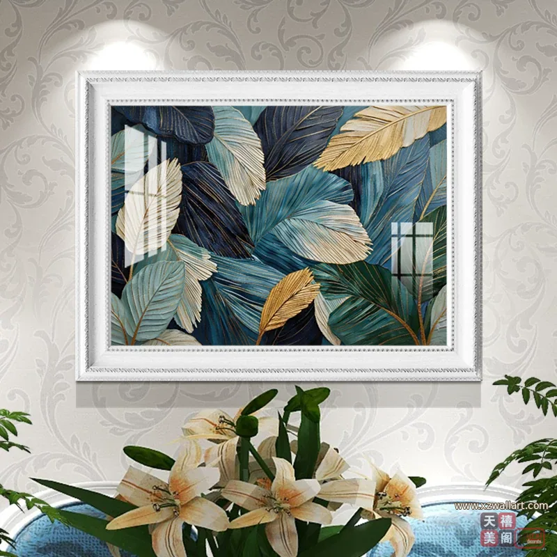 抽象 单幅 装饰画 轻奢风 餐厅背景墙挂画 晶瓷画