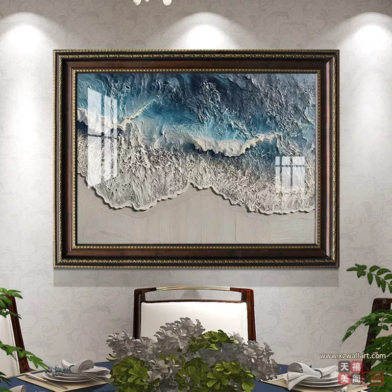 抽象 单幅 装饰画 美式 餐厅背景墙挂画 晶瓷画