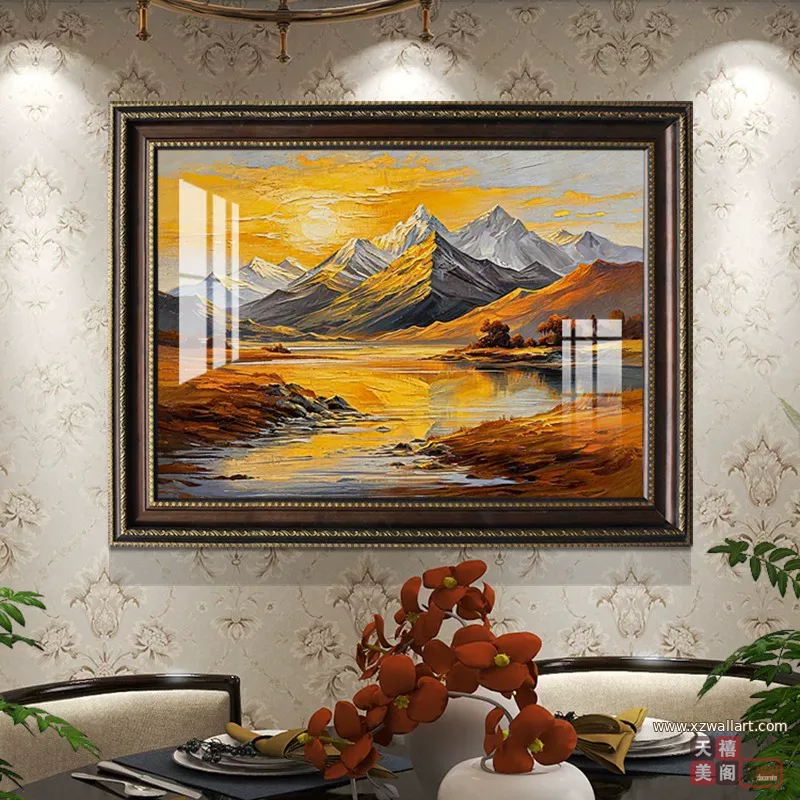 抽象 单幅 装饰画 美式 餐厅背景墙挂画 晶瓷画