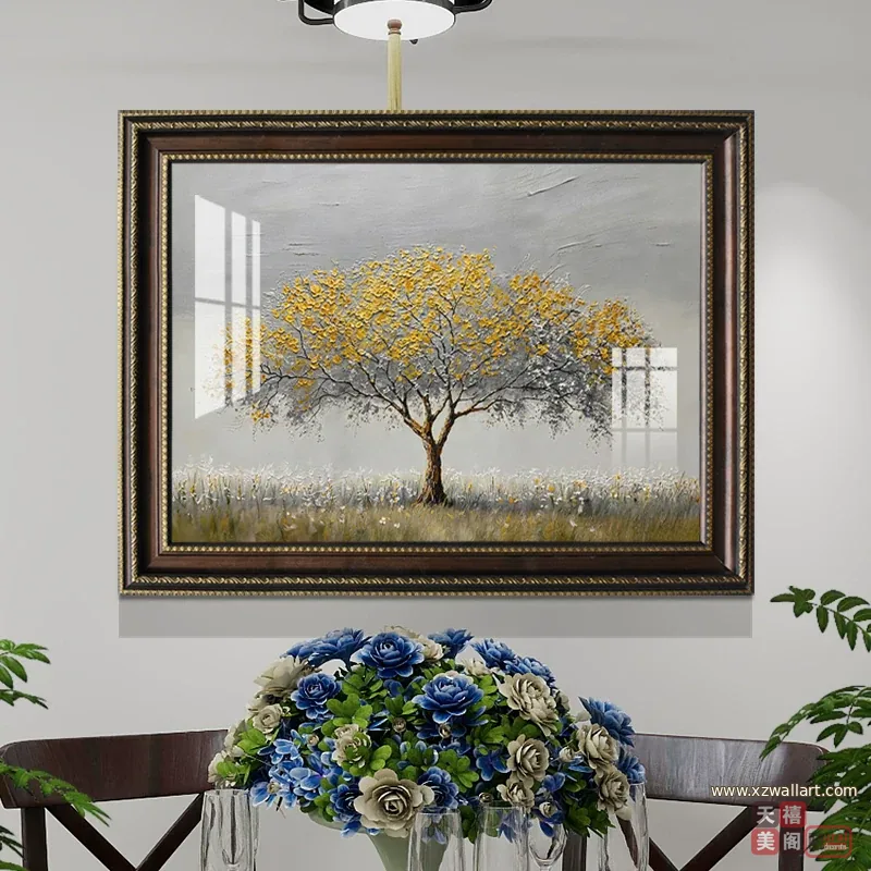 树 单幅 装饰画 美式 餐厅背景墙挂画 晶瓷画