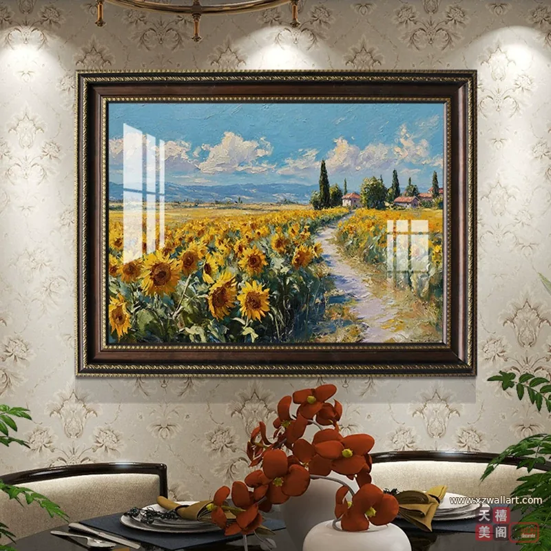 向日葵 单幅 装饰画 欧式 餐厅背景墙挂画 晶瓷画