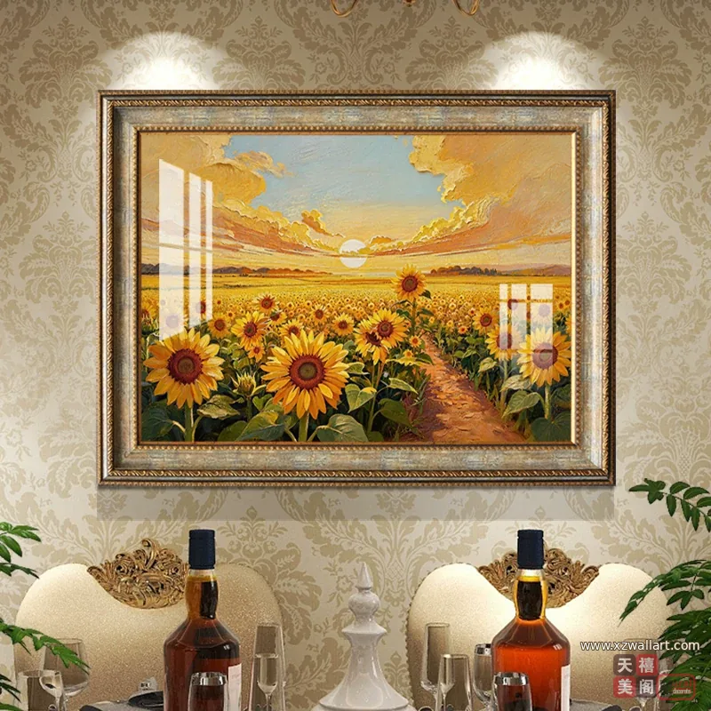 向日葵 单幅 装饰画 欧式 餐厅背景墙挂画 晶瓷画