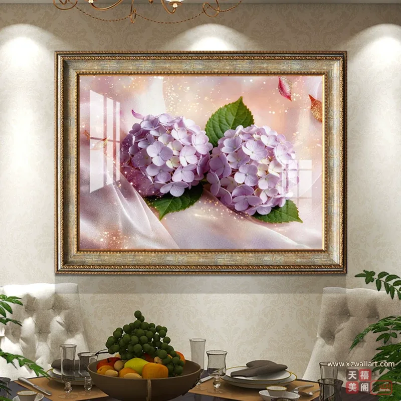 花 单幅 装饰画 法式风 餐厅背景墙挂画 晶瓷画