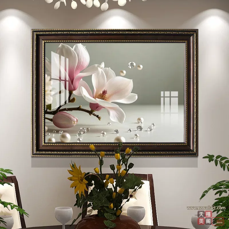 花 单幅 装饰画 轻奢风 餐厅背景墙挂画 晶瓷画