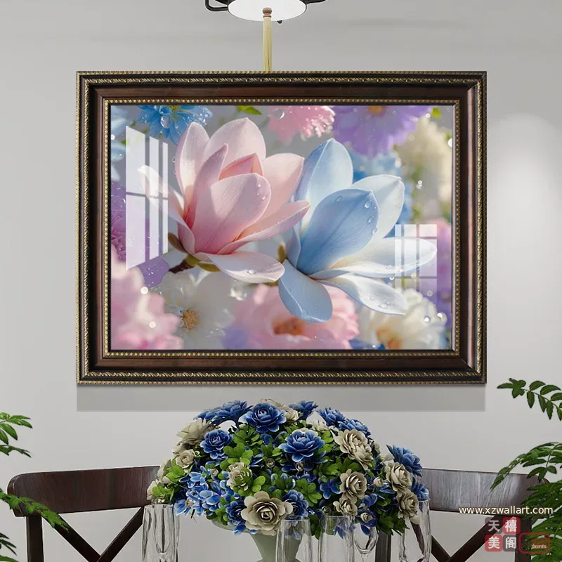 花 单幅 装饰画 轻奢风 餐厅背景墙挂画 晶瓷画