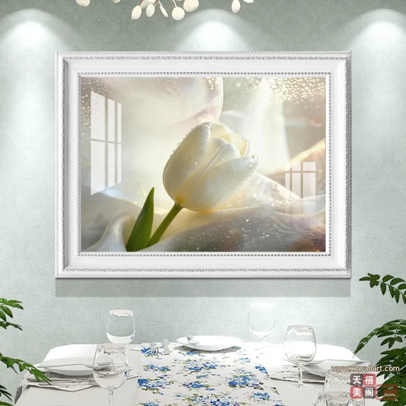 花 单幅 装饰画 欧式 餐厅背景墙挂画 晶瓷画