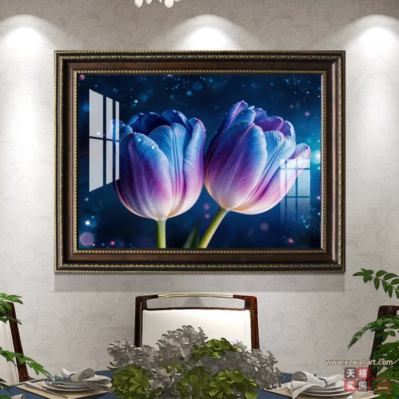 花 单幅 装饰画 欧式 餐厅背景墙挂画 晶瓷画