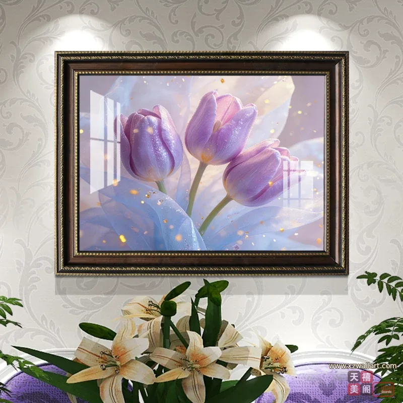 花 单幅 装饰画 欧式 餐厅背景墙挂画 晶瓷画