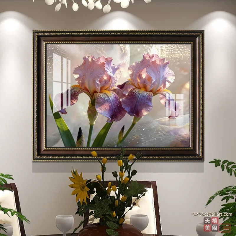 花 单幅 装饰画 轻奢风 餐厅背景墙挂画 晶瓷画