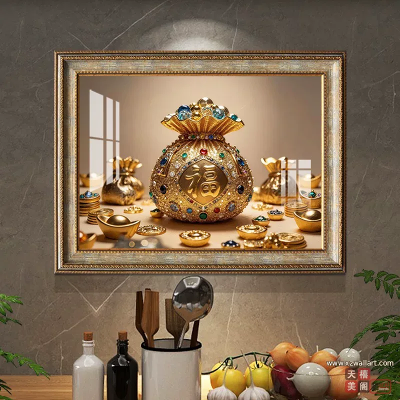 抽象 单幅 装饰画 轻奢风 餐厅背景墙挂画 晶瓷画