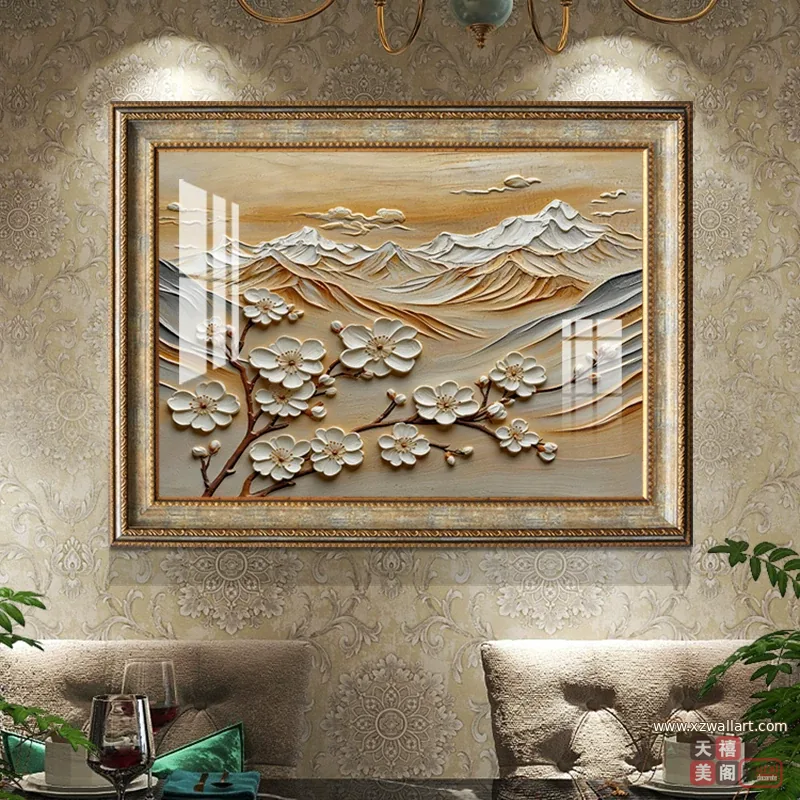 抽象 单幅 装饰画 美式 餐厅背景墙挂画 晶瓷画