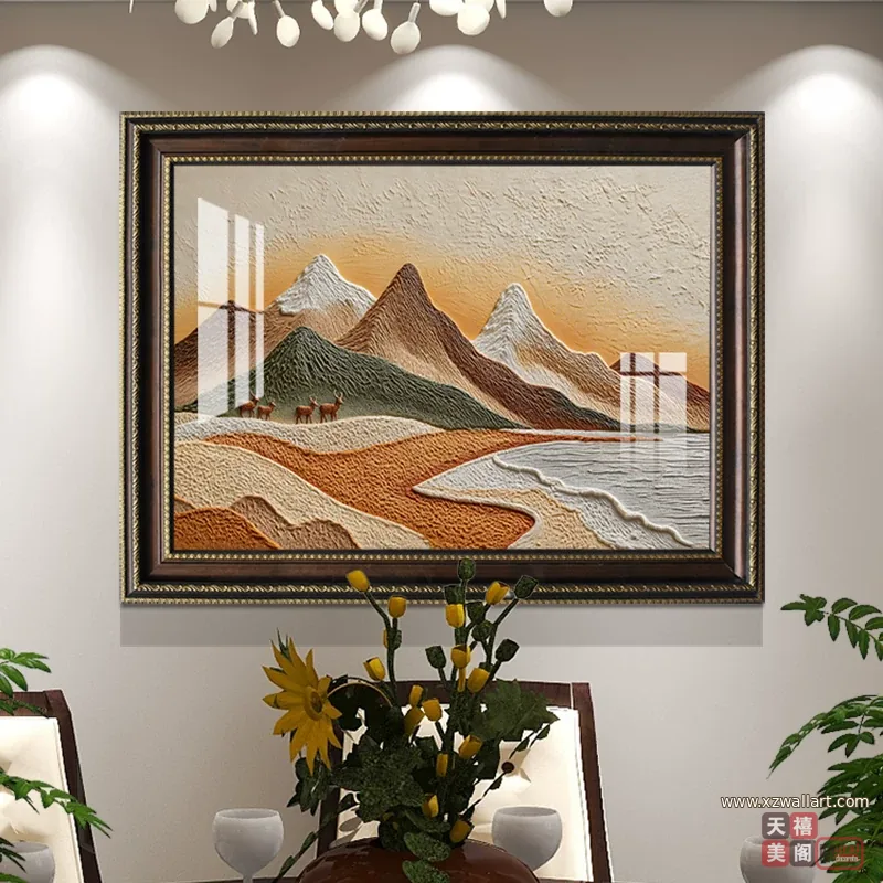 抽象 单幅 装饰画 美式 餐厅背景墙挂画 晶瓷画