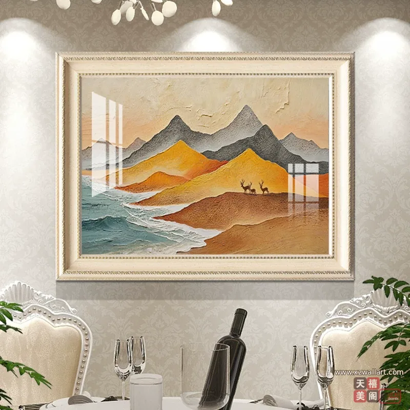 抽象 单幅 装饰画 美式 餐厅背景墙挂画 晶瓷画