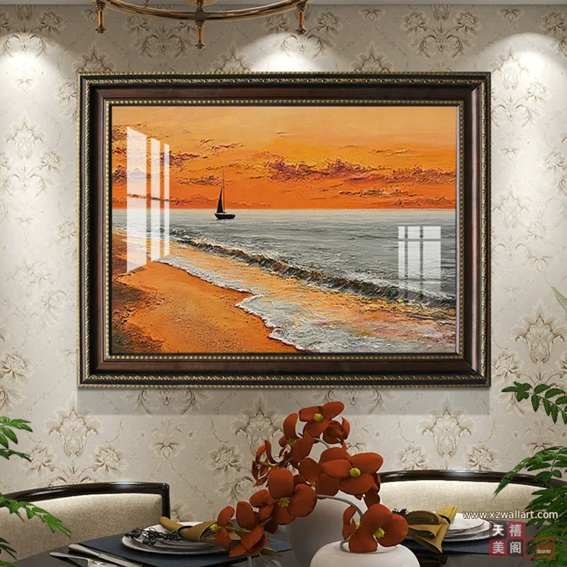 抽象 单幅 装饰画 美式 餐厅背景墙挂画 晶瓷画