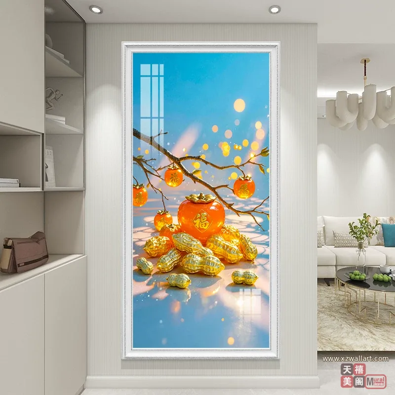 抽象 单幅 装饰画 轻奢风 玄关背景墙挂画 晶瓷画