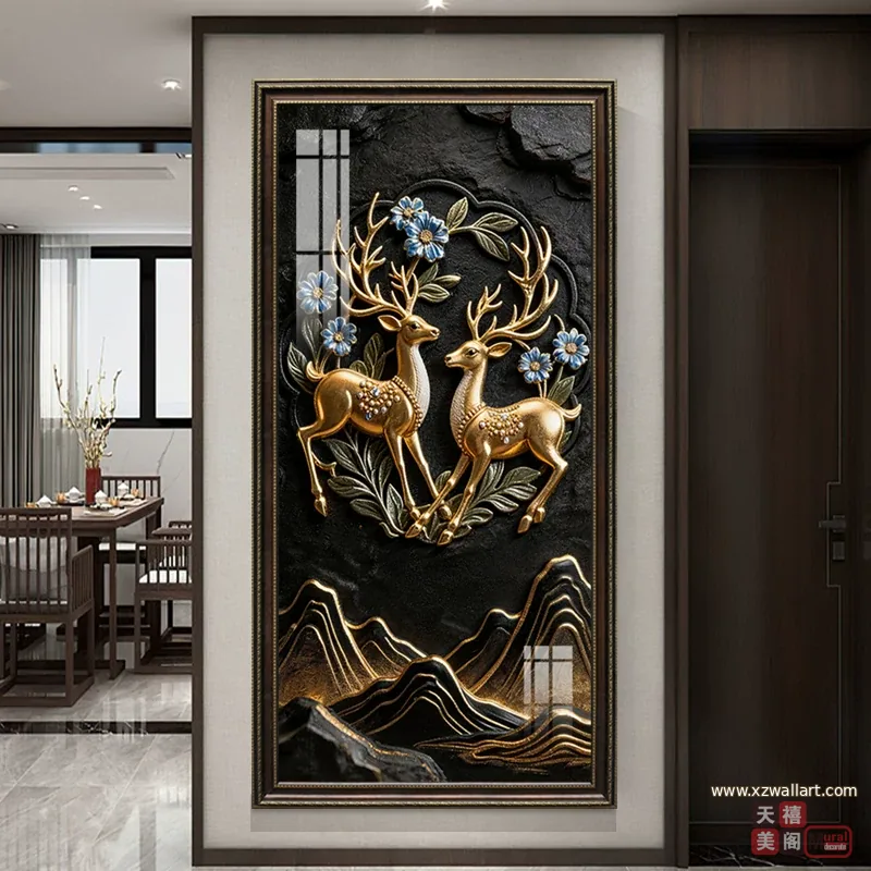 树 单幅 装饰画 轻奢风 玄关背景墙挂画 晶瓷画