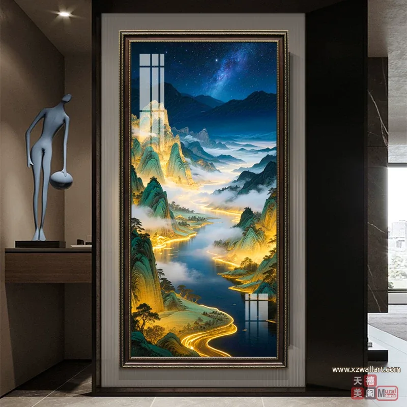 山水 单幅 装饰画 现代简约 玄关背景墙挂画 晶瓷画