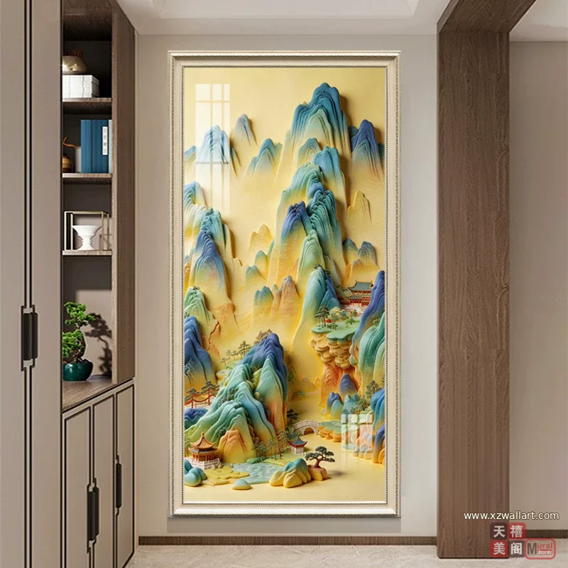 山水 单幅 装饰画 现代简约 玄关背景墙挂画 晶瓷画
