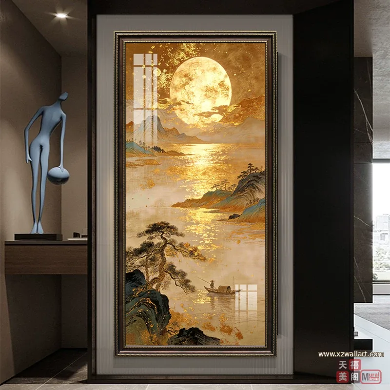 山水 单幅 装饰画 现代简约 玄关背景墙挂画 晶瓷画