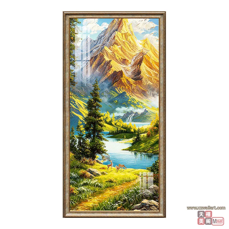 山水 单幅 装饰画 轻奢风 过道背景墙挂画 晶瓷画