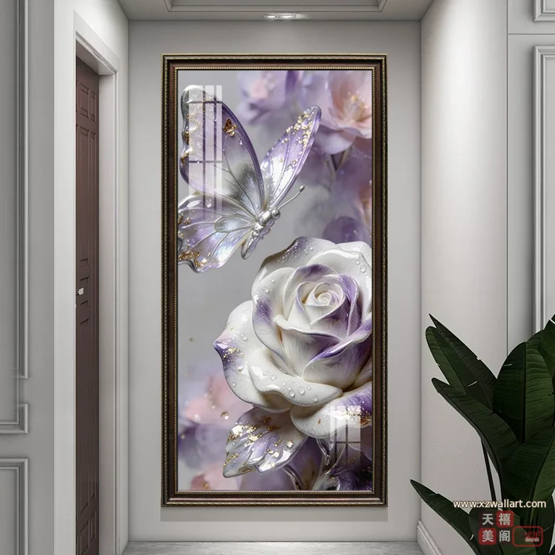 花 单幅 装饰画 轻奢风 玄关背景墙挂画 晶瓷画