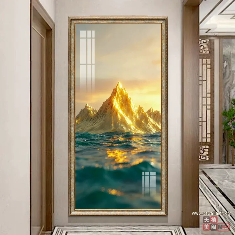 山水 单幅 装饰画 轻奢风 玄关背景墙挂画 晶瓷画