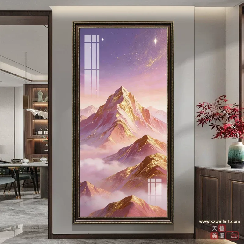 山水 单幅 装饰画 轻奢风 玄关背景墙挂画 晶瓷画