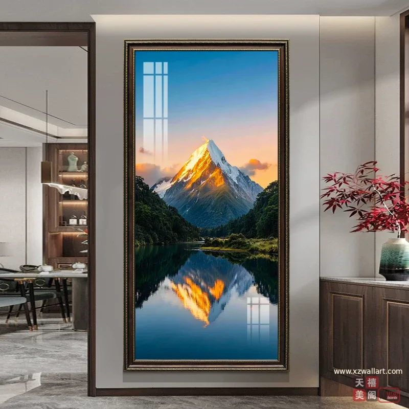 山水 单幅 装饰画 轻奢风 玄关背景墙挂画 晶瓷画