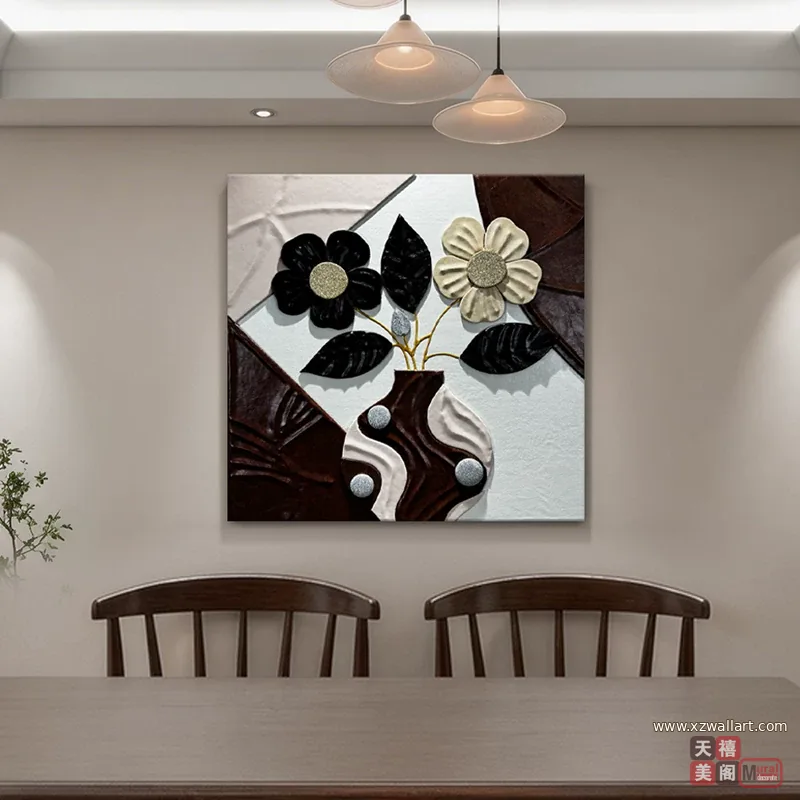 抽象 单幅 装饰画 轻奢风 餐厅背景墙挂画 晶瓷画