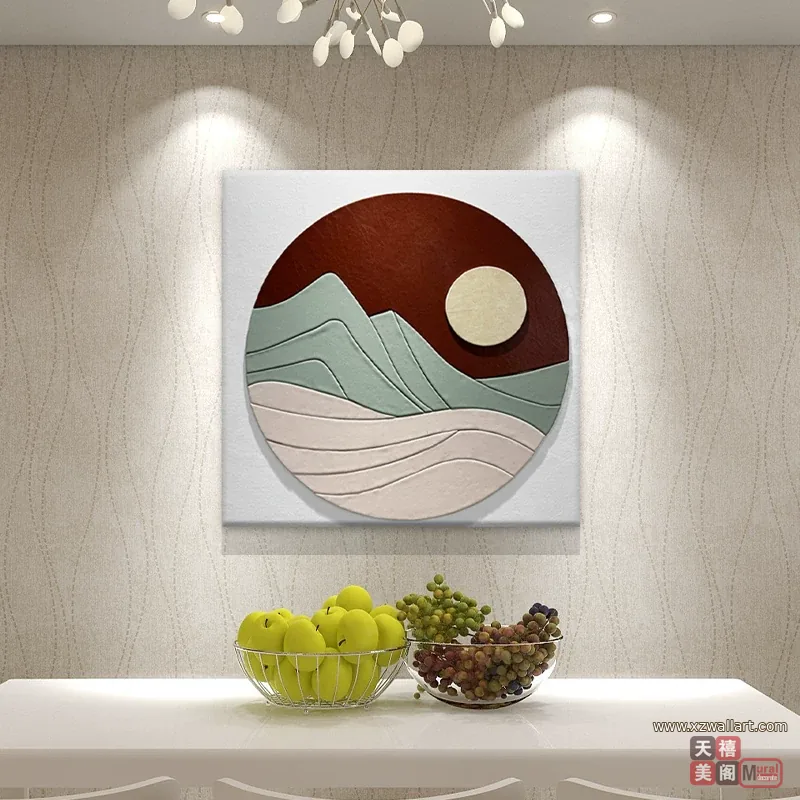 抽象 单幅 装饰画 轻奢风 餐厅背景墙挂画 晶瓷画