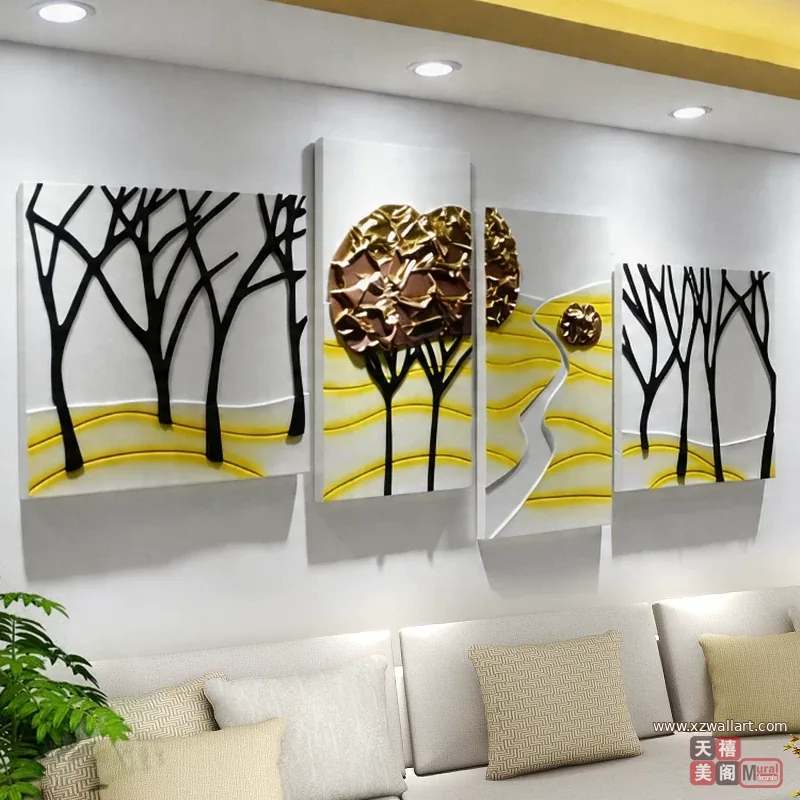 抽象 单幅 装饰画 轻奢风 客厅背景墙挂画 晶瓷画