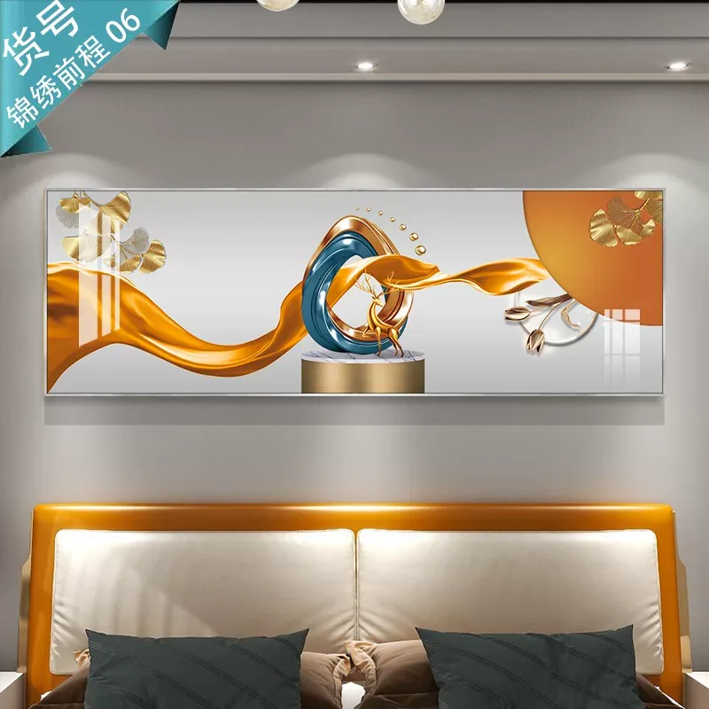 抽象 单幅 装饰画 轻奢风 卧室背景墙挂画 晶瓷画