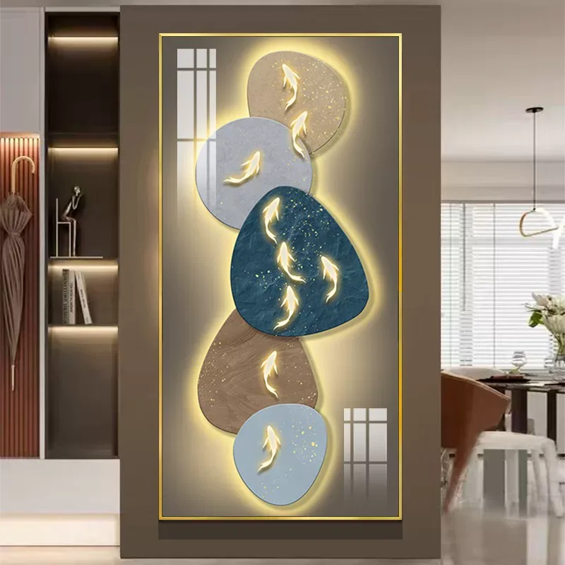 鱼 单幅 装饰画 奶油风 玄关背景墙挂画 晶瓷画