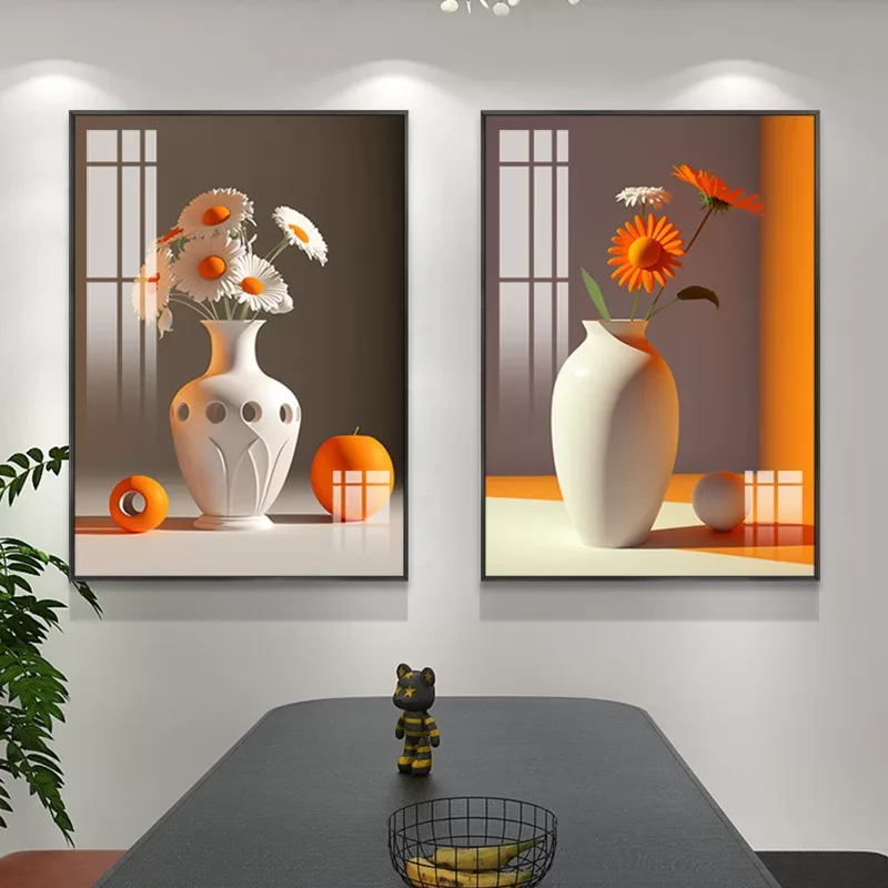 抽象 单幅 装饰画 奶油风 餐厅背景墙挂画 晶瓷画