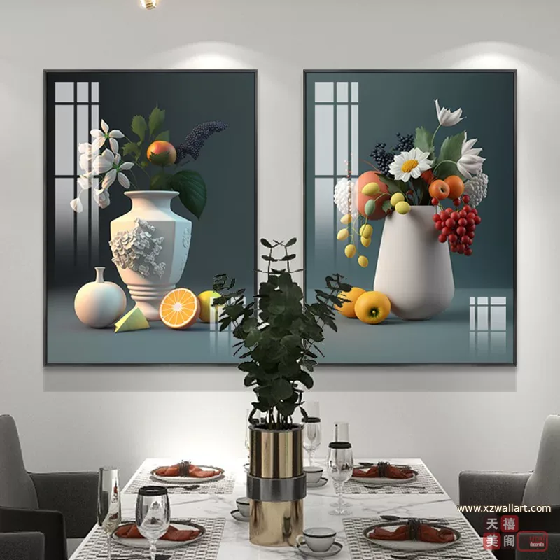 抽象 单幅 装饰画 奶油风 餐厅背景墙挂画 晶瓷画