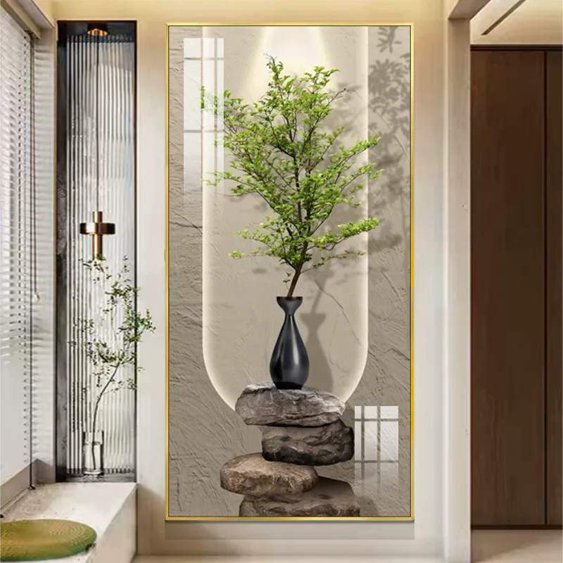石 单幅 装饰画 轻奢风 玄关背景墙挂画 晶瓷画