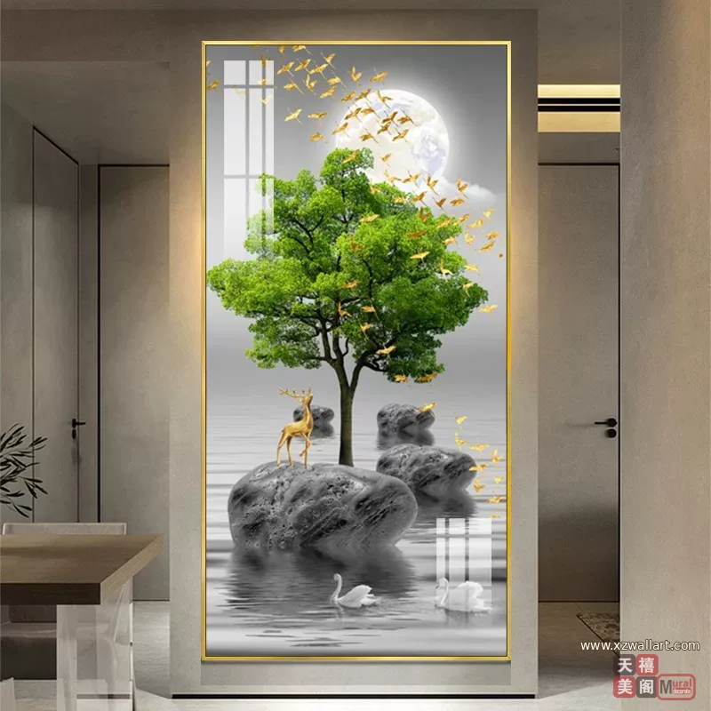 石 单幅 装饰画 轻奢风 玄关背景墙挂画 晶瓷画