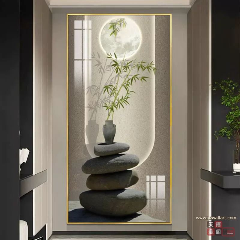 石 单幅 装饰画 轻奢风 玄关背景墙挂画 晶瓷画