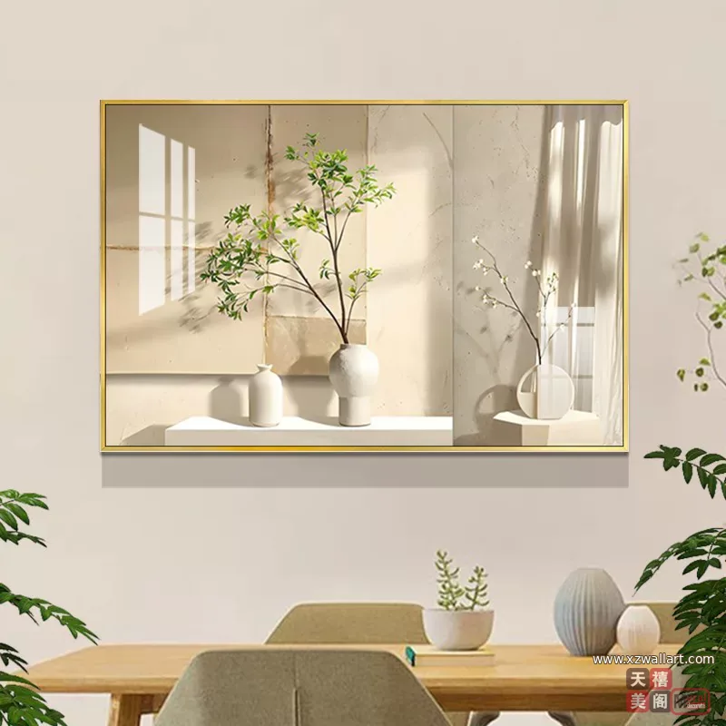 抽象 单幅 装饰画 奶油风 餐厅背景墙挂画 晶瓷画