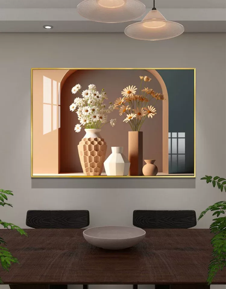 抽象 单幅 装饰画 轻奢风 餐厅背景墙挂画 晶瓷画