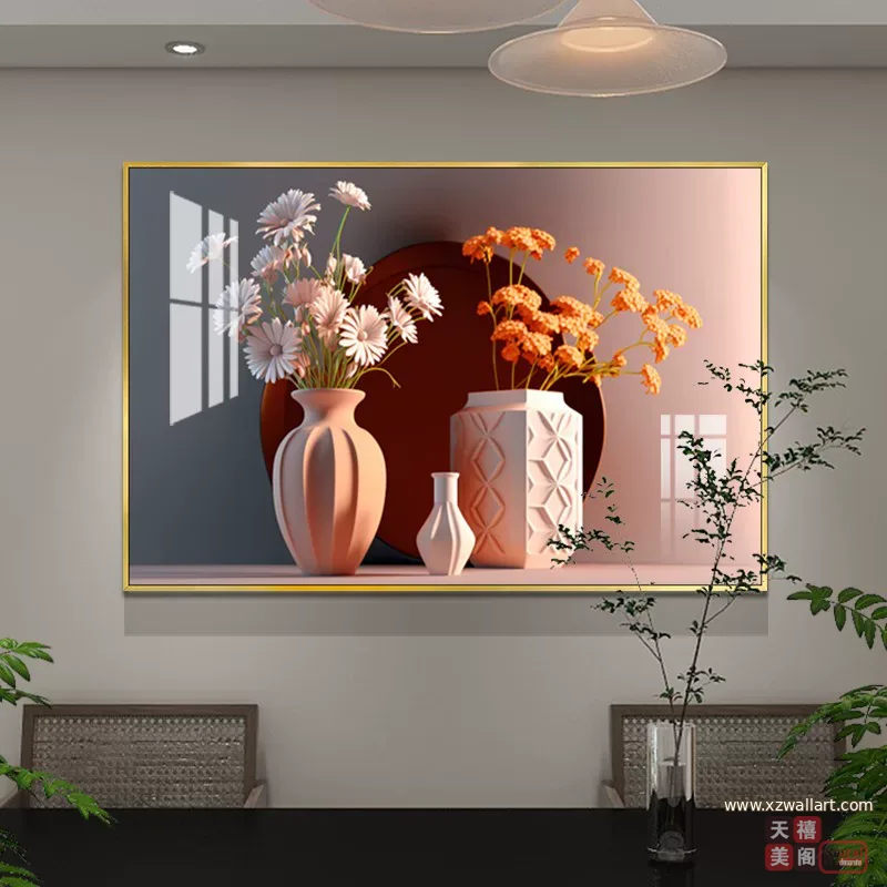 抽象 单幅 装饰画 轻奢风 餐厅背景墙挂画 晶瓷画