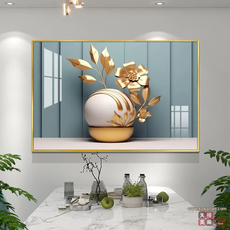 花 单幅 装饰画 轻奢风 餐厅背景墙挂画 晶瓷画