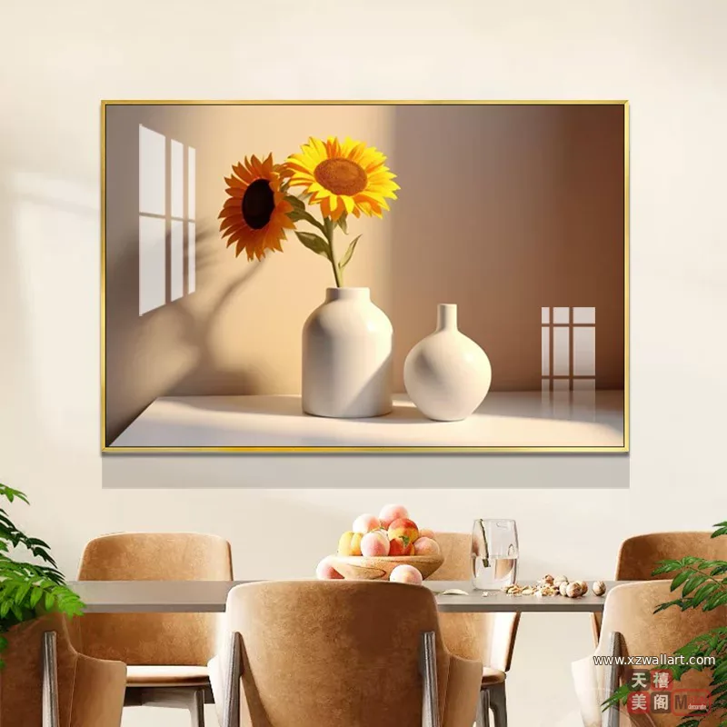抽象 单幅 装饰画 奶油风 餐厅背景墙挂画 晶瓷画