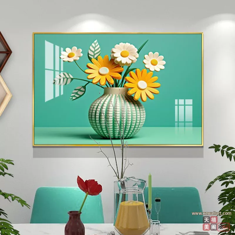 抽象 单幅 装饰画 奶油风 餐厅背景墙挂画 晶瓷画